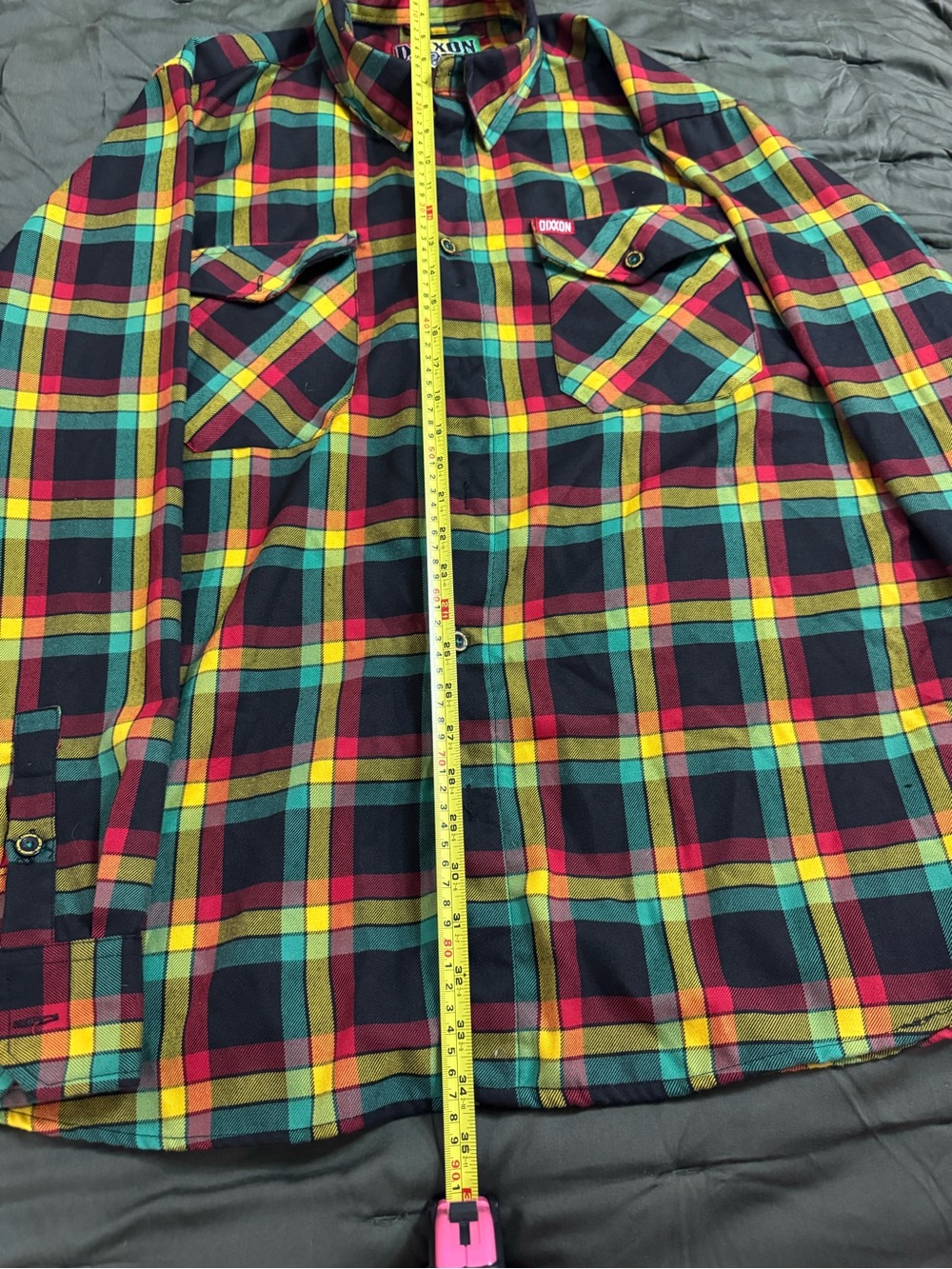 DIXXON Special Bob Marley Release- Plaid Button-Down Shirt (Red, Green) - Picture 3 of 6
